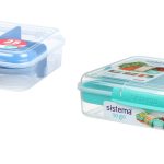 קופסת אוכל מחולקת 1.48 ליטר צבע כחול-שקוף SISTEMA
