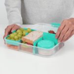 קופסת אוכל מחולקת 1.48 ליטר צבע טורקיז-שקוף SISTEMA
