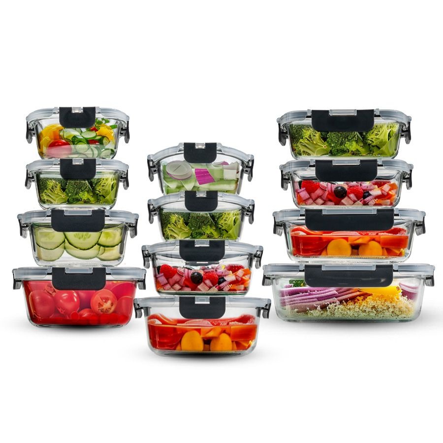 סט 12 כלי אחסון FOOD APPEAL GLASS CLOC
