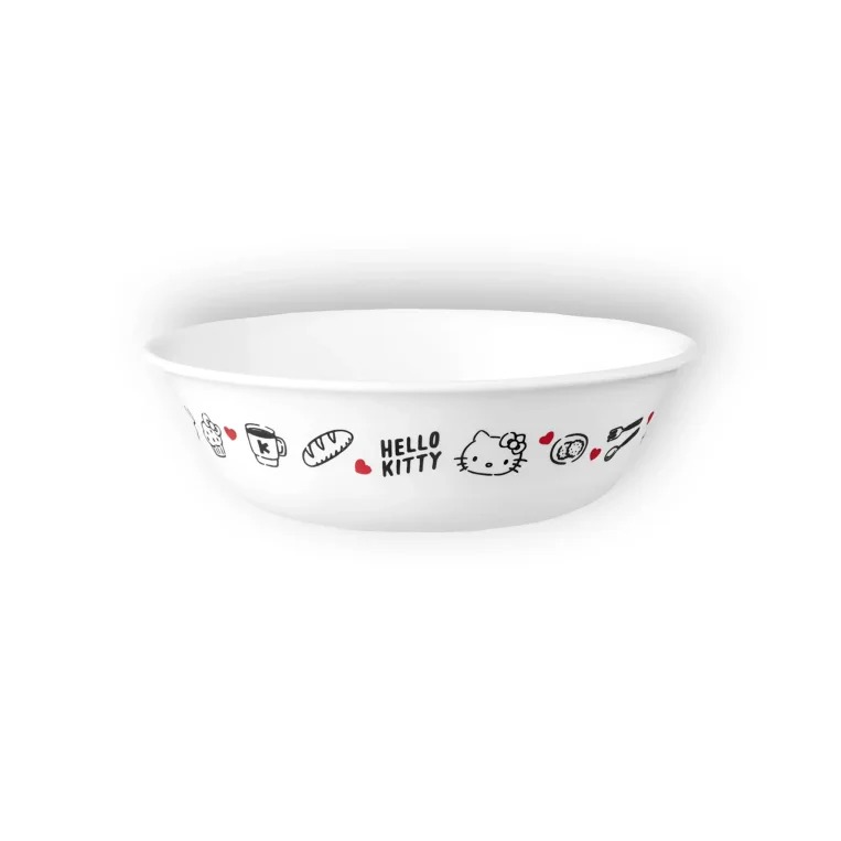 סט צלחות 12 חל' דגם Hello Kitty מבית Corning Corelle תוצרת ארצות הברית.