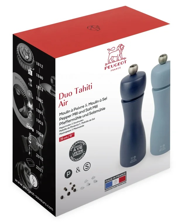 זוג מטחנות מלח+פלפל, כחול כהה/תכלת Tahiti מבית המותג PEUGEOT