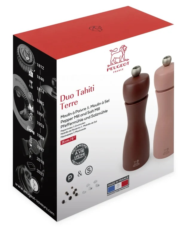 זוג מטחנות מלח+פלפל, חום/ורוד עתיק - Tahiti מבית המותג PEUGEOT