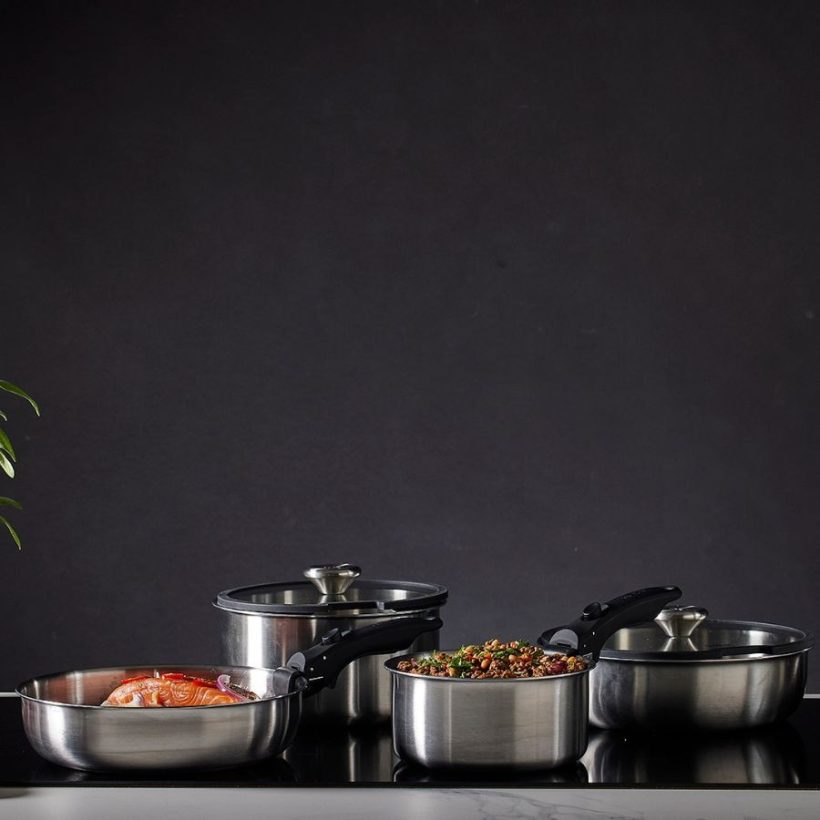 סט סירים 8 חלקים עם ידית נשלפת FLEXI PLATINUM מבית Food appeal