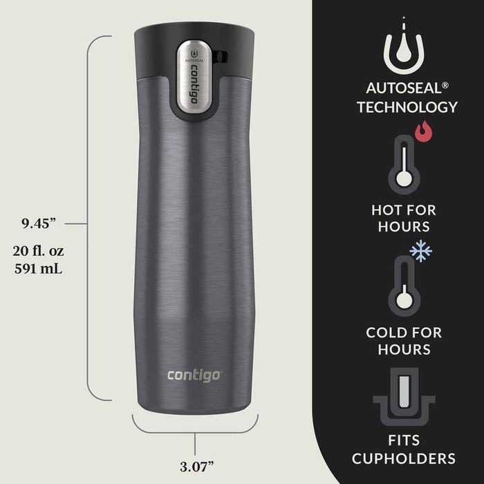 כוס מתכת WEST LOOP 3.0 אפור כהה 590 מ"ל CONTIGO