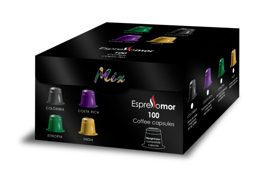 מארז מיקס 100 קפסולות 4 תערובות espreso mor
