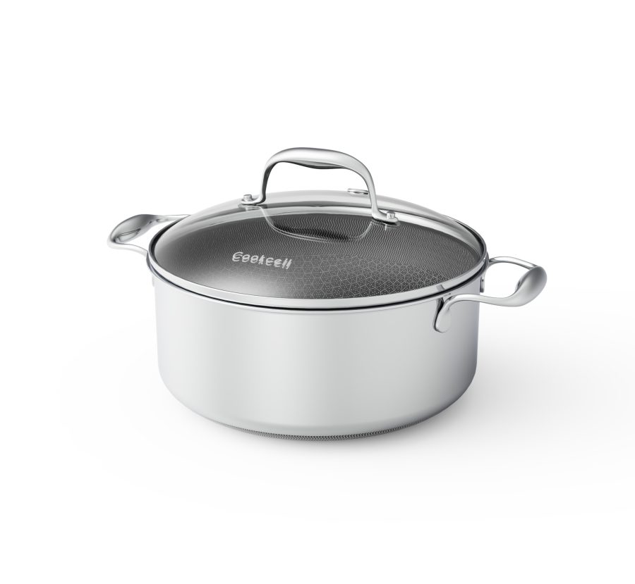 סיר נירוסטה 7 ליטר, 26 ס"מ עם מכסה זכוכית CookCell