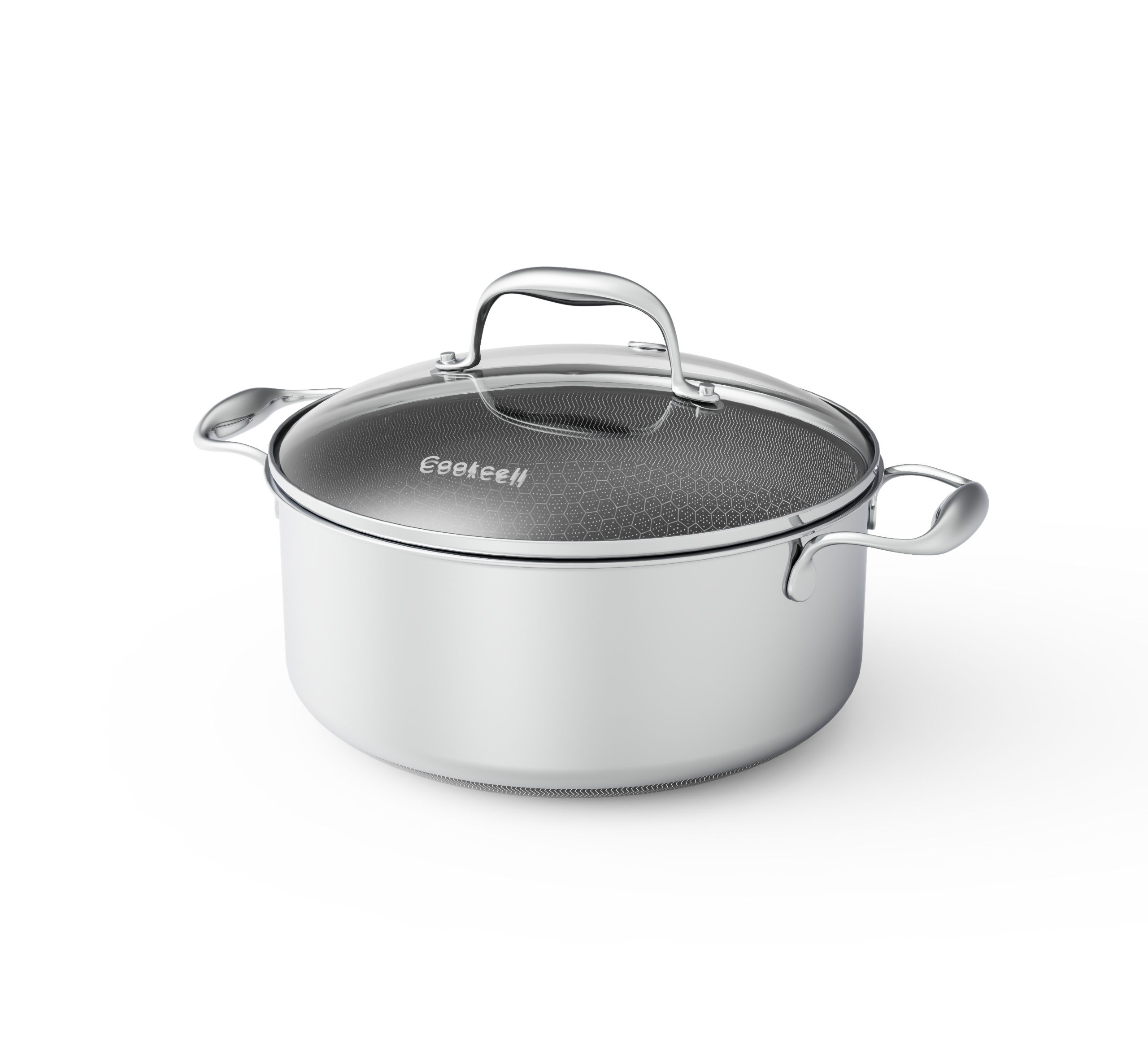 סיר נירוסטה 7 ליטר, 26 ס"מ עם מכסה זכוכית CookCell