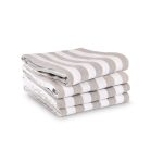 סט 2 מגבות מטבח 100% כותנה וופל אפור/פס אפור-לבן מבית Food appeal