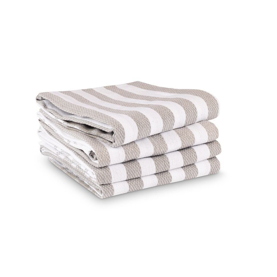 סט 2 מגבות מטבח 100% כותנה וופל אפור/פס אפור-לבן מבית Food appeal