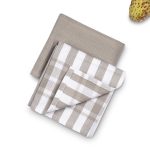 סט 2 מגבות מטבח 100% כותנה וופל אפור/פס אפור-לבן מבית Food appeal