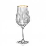 סט 6 כוסות יין 450 מ"ל אופטיק פס זהב TULIPA OPTIC GOLDEN