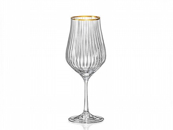 סט 6 כוסות יין 450 מ"ל אופטיק פס זהב TULIPA OPTIC GOLDEN
