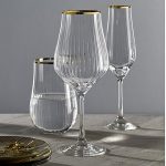 סט 6 כוסות שתייה 450 מ"ל אופטיק פס זהב TULIPA GOLDEN