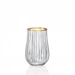 סט 6 כוסות שתייה 450 מ"ל אופטיק פס זהב TULIPA GOLDEN