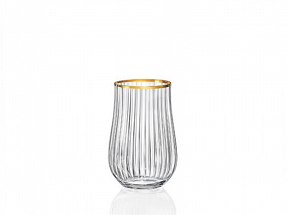 סט 6 כוסות שתייה 450 מ"ל אופטיק פס זהב TULIPA GOLDEN