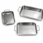 תבנית צלייה קטנה מנירוסטה עם 2 ידיות 32X24