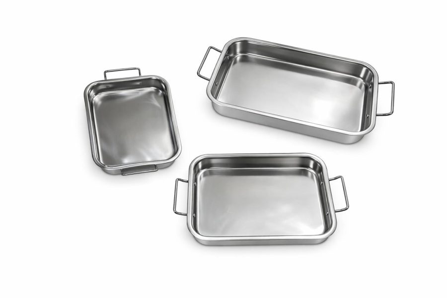 תבנית צלייה קטנה מנירוסטה עם 2 ידיות 32X24