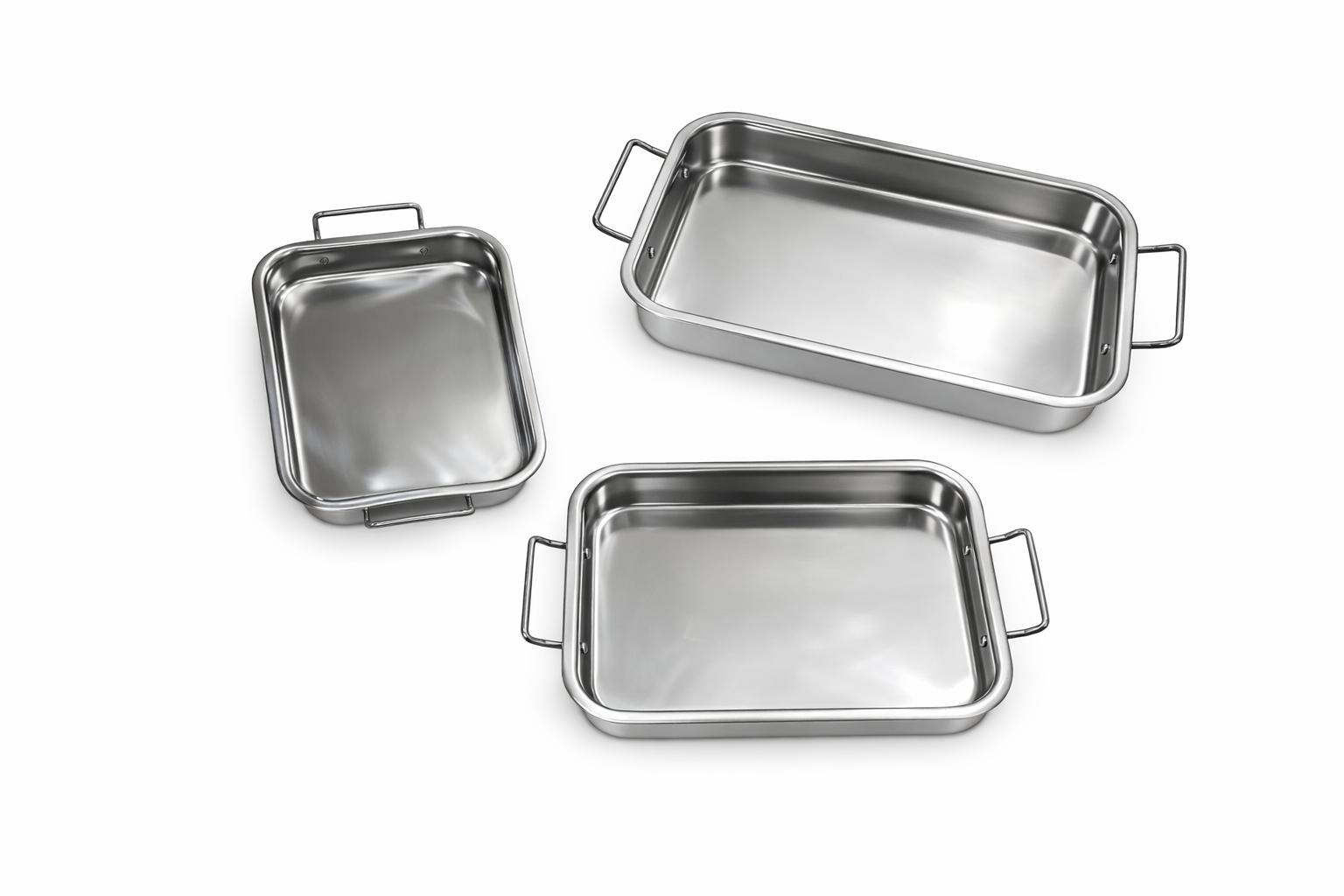 תבנית צלייה קטנה מנירוסטה עם 2 ידיות 32X24