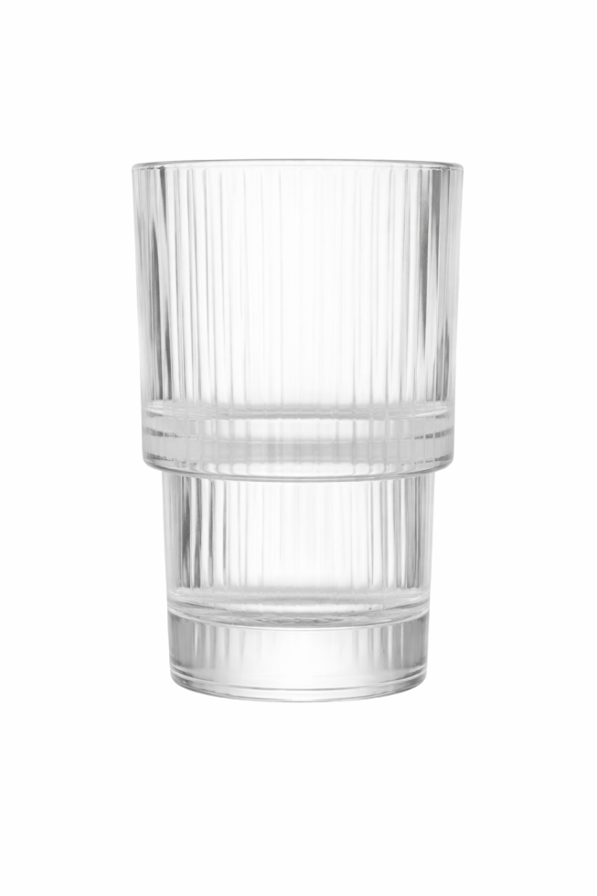 סט 6 כוסות שתייה נמוכות מזכוכית עם פסים – נערמות, 190 מ״ל