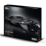 פלטת גריל עגולה עם מכסה זכוכית 30 ס"מ BLACK MARBLE מבית Food appeal