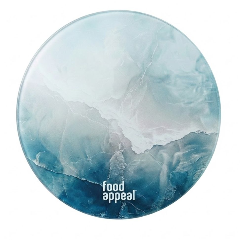 משטח לסיר חם זכוכית עגול 20 ס"מ MARBLE BLUE  מבית Food appeal