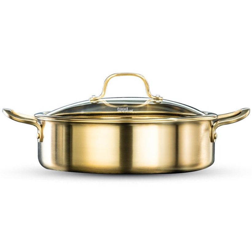 סיר נמוך נירוסטה בגימור זהב 36 ס"מ 7 ליטר CROWN מבית Food appeal