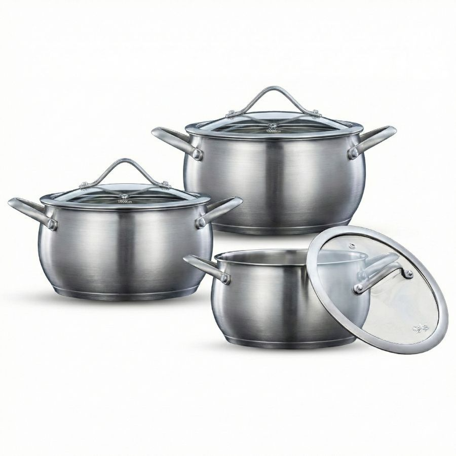 סט בישול 6 חלקים נירוסטה סירים 18/20/26 ס"מ BELLA מבית Food Appeal