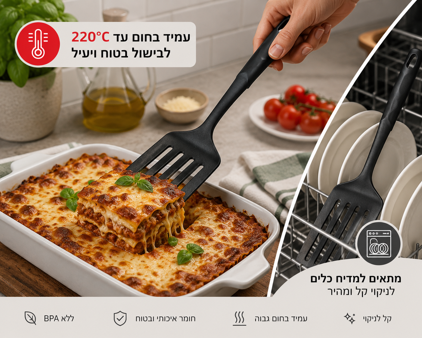 מרית מחוררת להגשת לזניה Olympia I תוצרת איטליה