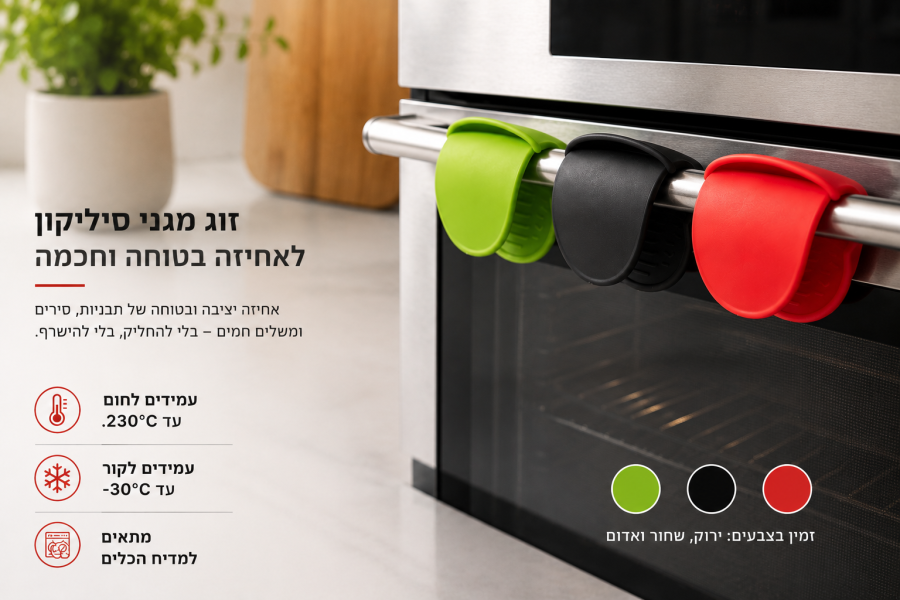 סט 2 כפפות סיליקון לתנור צבע ירוק Olympia I תוצרת איטליה