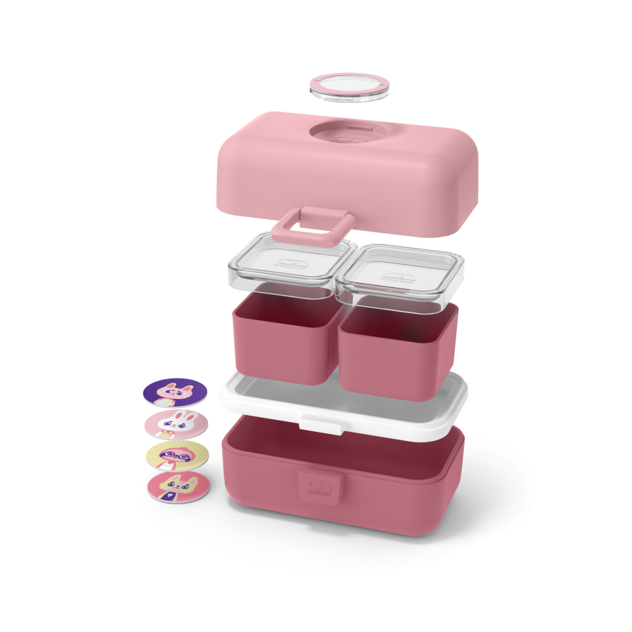 קופסת אוכל תאים ורודה 800 מ"ל Monbento I