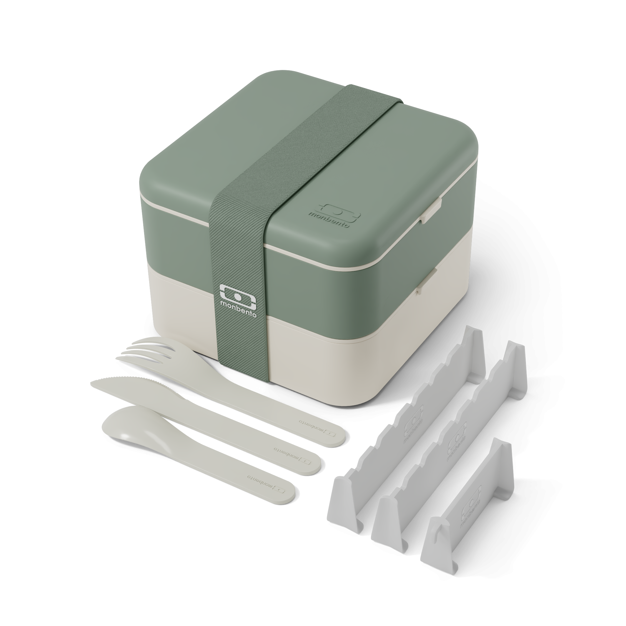 קופסת אוכל כפולה ירוקה 1 ליטר Monbento I