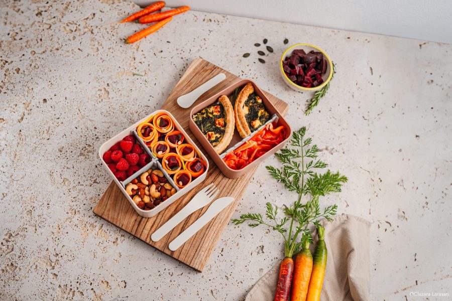 קופסת אוכל כפולה ורודה 1 ליטר Monbento I