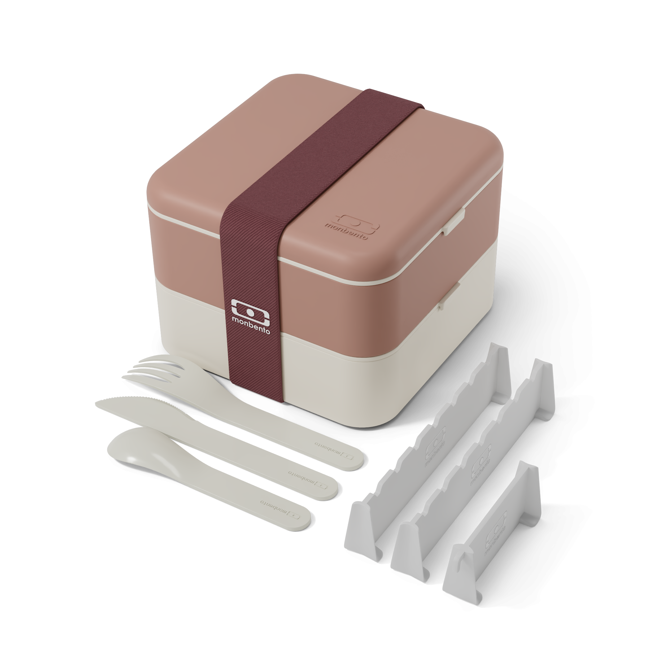 קופסת אוכל כפולה ורודה 1 ליטר Monbento I