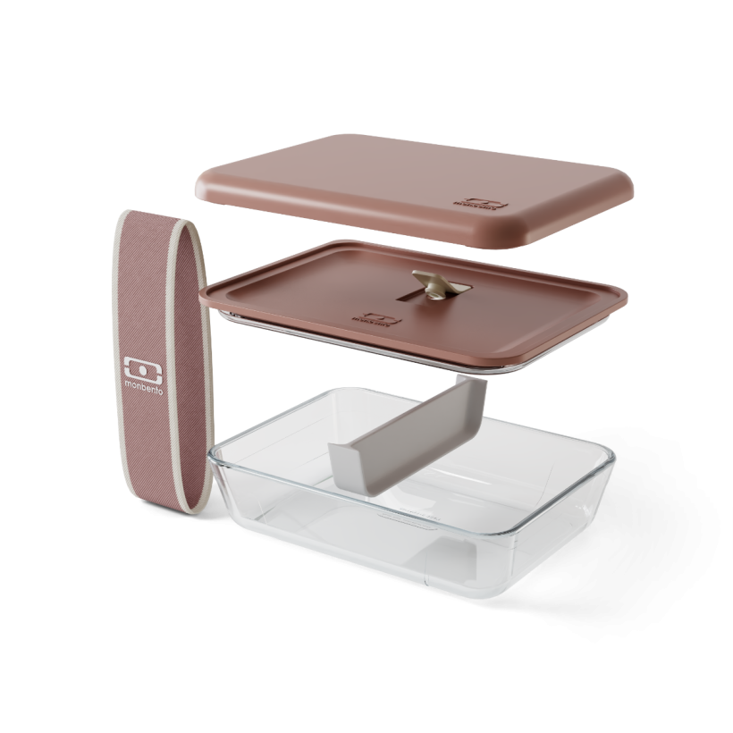קופסת אוכל זכוכית פיירקס ורוד מוקה 600 מ"ל Monbento I