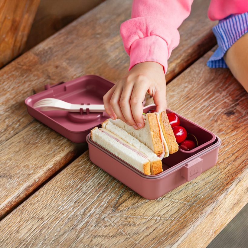 קופסת חטיפים לילדים מרובעת ורודה 850 מ"ל Monbento I
