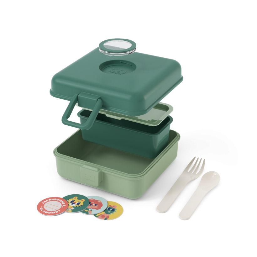 קופסת חטיפים לילדים מרובעת ירוקה 850 מ"ל Monbento I