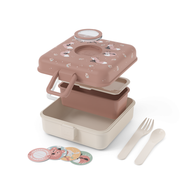 קופסת חטיפים לילדים מרובעת שועל 850 מ"ל Monbento I