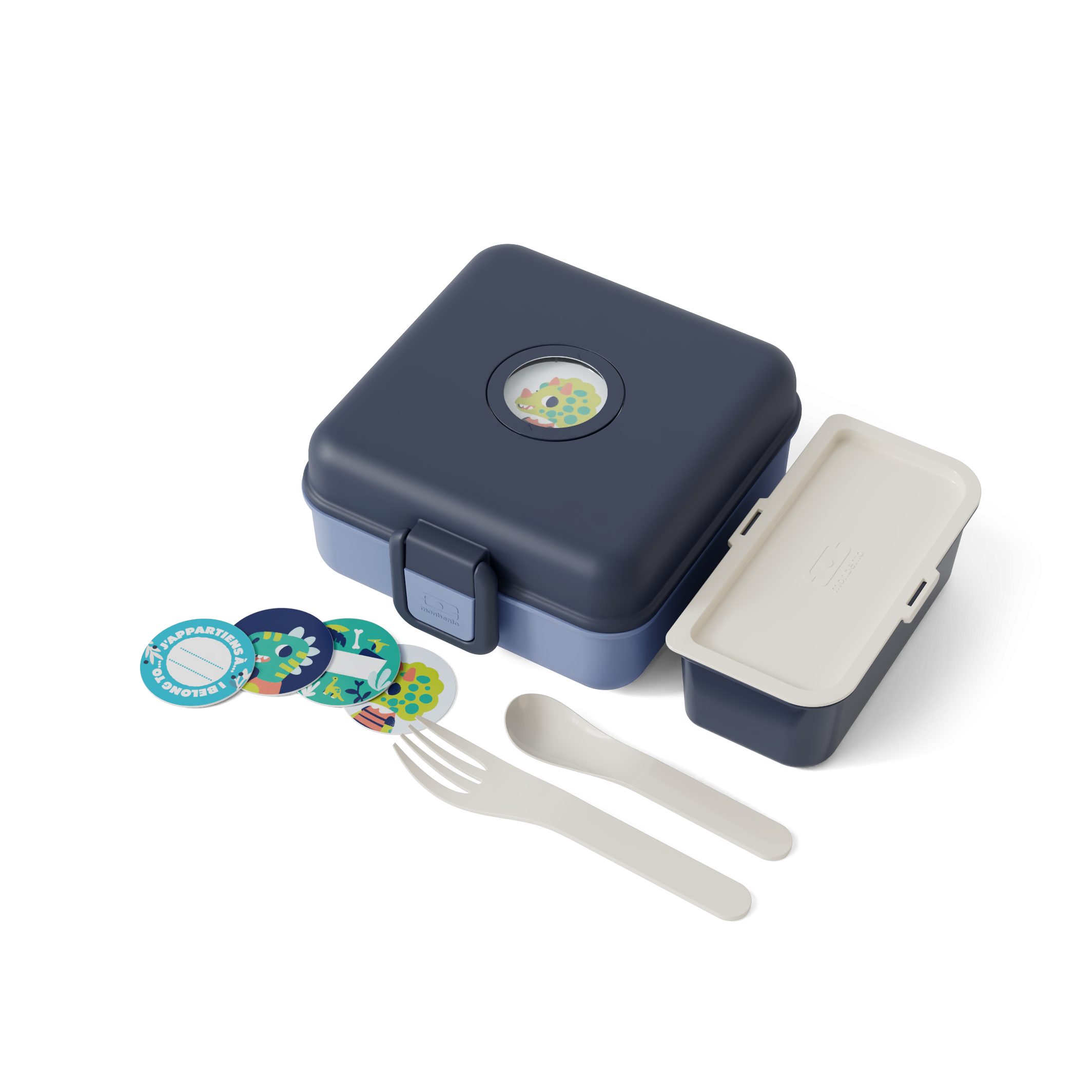 קופסת חטיפים לילדים מרובעת כחולה 850 מ"ל Monbento I