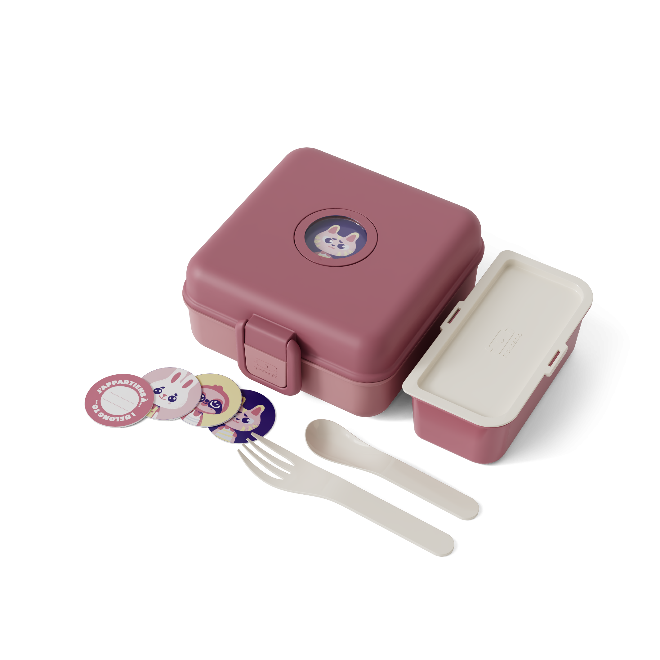 קופסת חטיפים לילדים מרובעת ורודה 850 מ"ל Monbento I