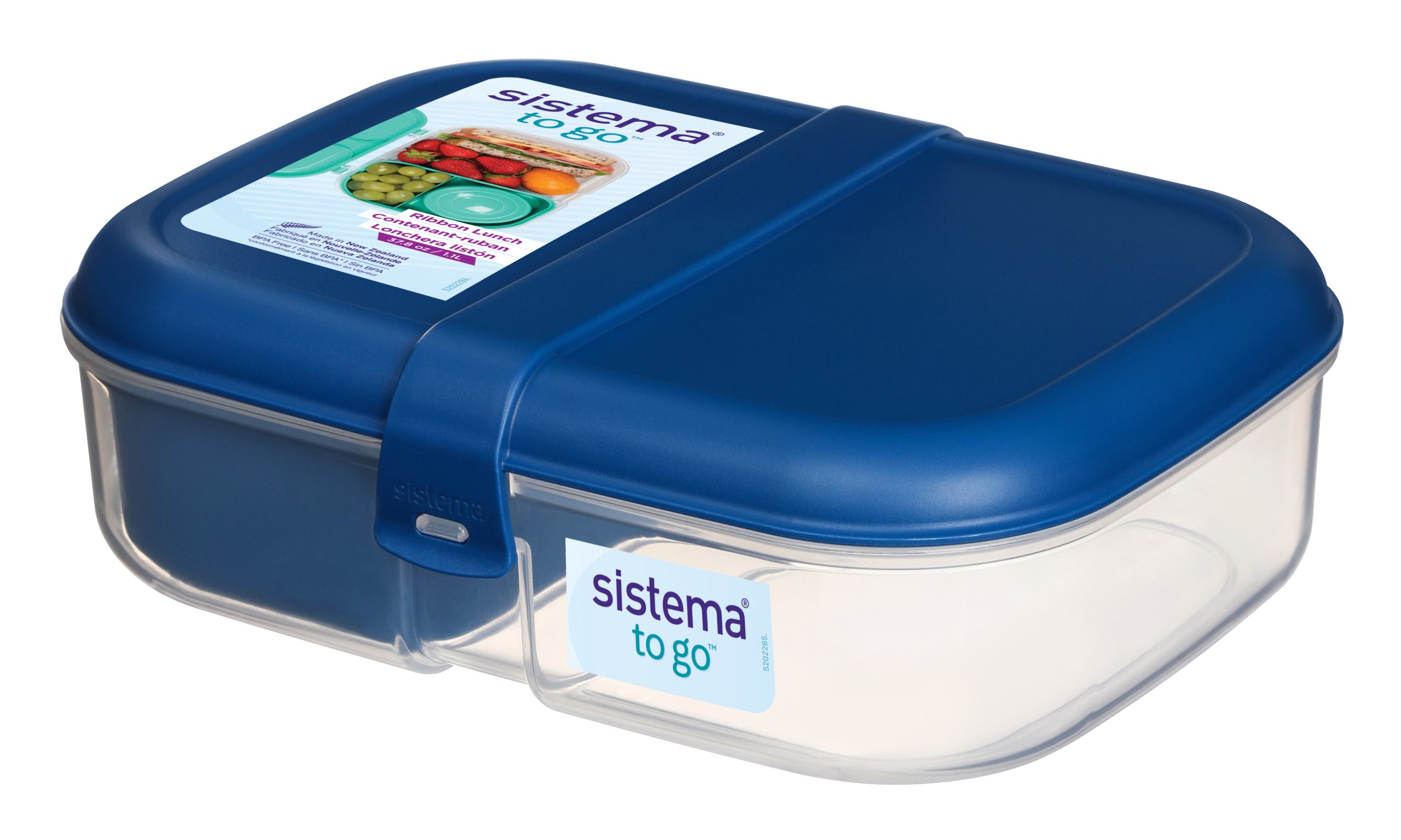 קופסת אוכל מחולקת  1.1 ליטר SISTEMA צבע כחול