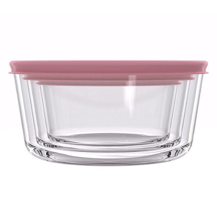 סט אחסון זכוכית 3 חל' GLASS CLOC ורוד מבית Food Appeal