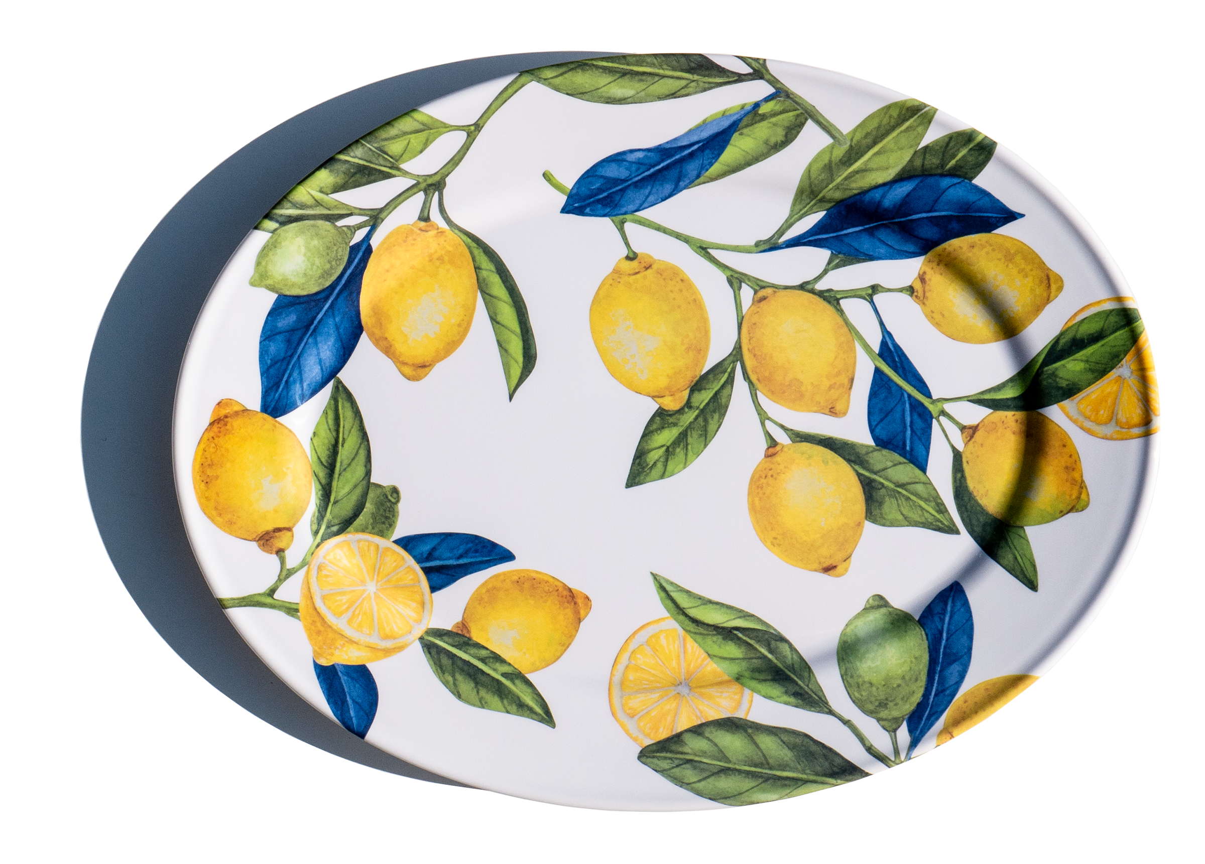 מגש הגשה אובלי מלמין 42.9×33 ס״מ מסדרת Lemon Orchard – ABODE